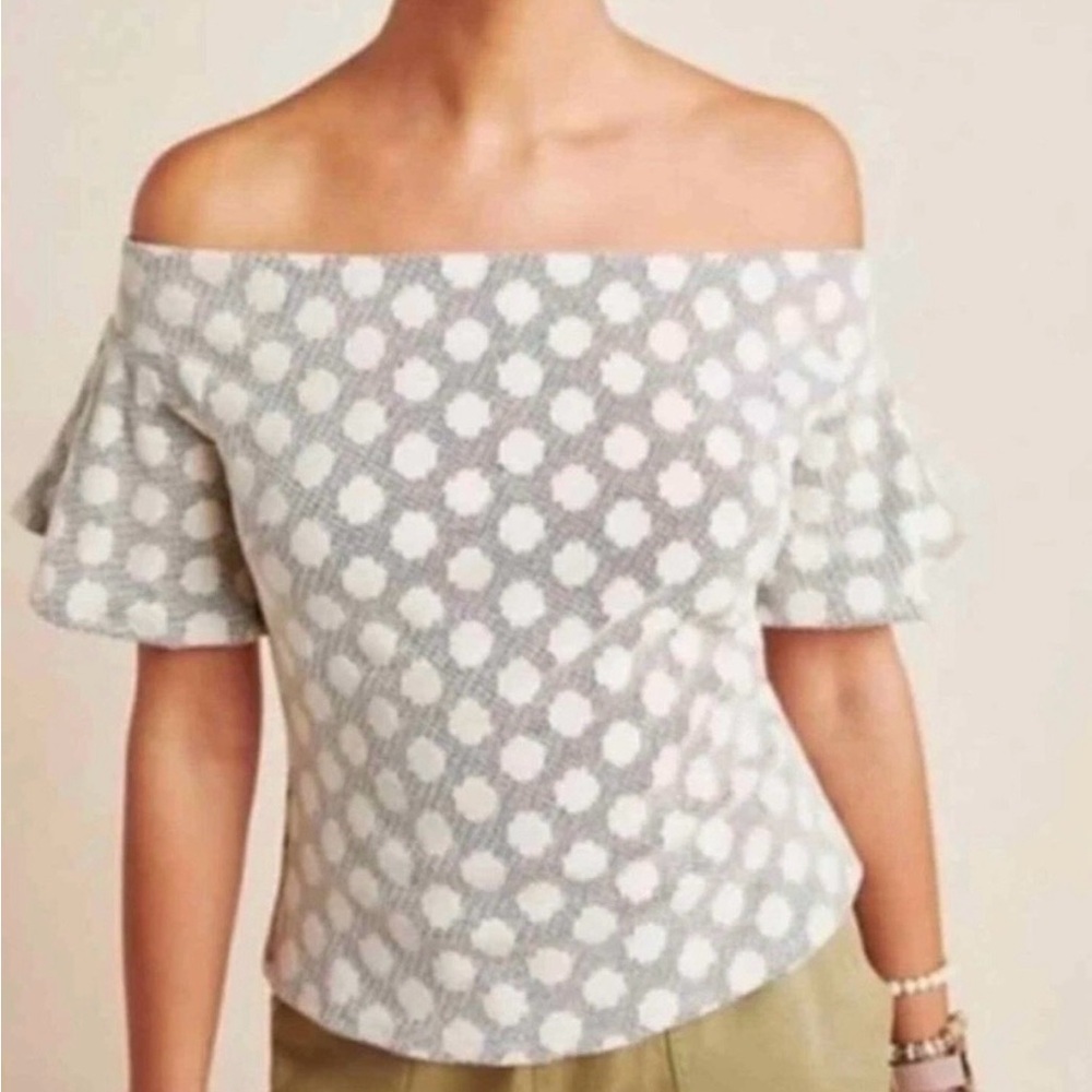 Anthropologie Eri & Aly Lyra Polka Dot Off Shoulder Top XS